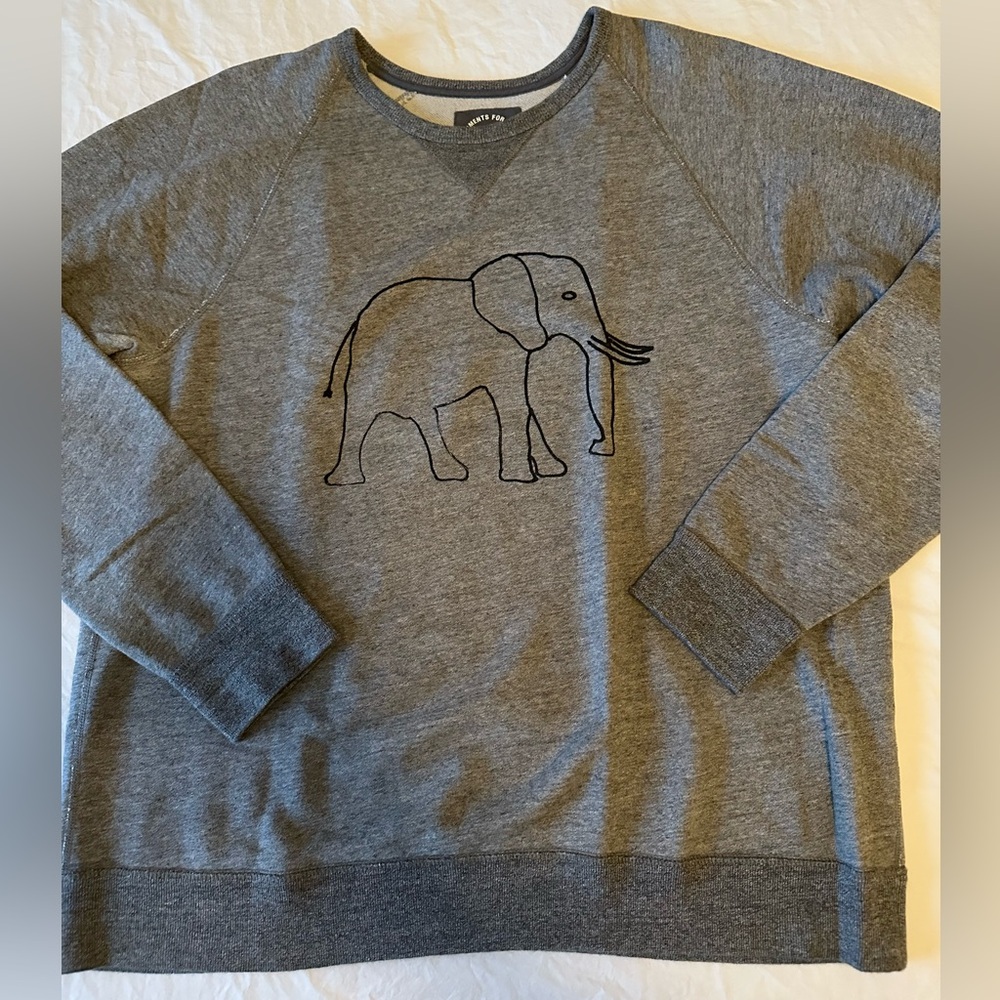 J. Crew Gray Crewneck Sweater with Elephant Design